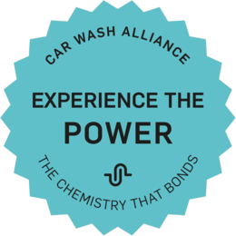 Sticker with the Car Wash Alliance promise "Experience the Power"