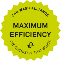 Sticker with the promise "Maximum Efficiency" by Car Wash Alliance 