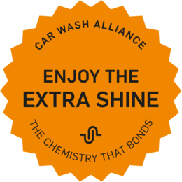 Sticker with the Car Wash Alliance promise "Enjoy the Extra Shine"